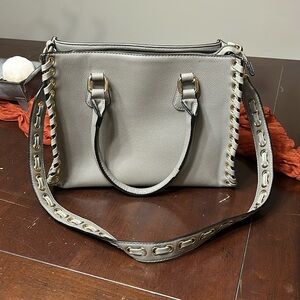 Black Rivet Grey Purse Bag